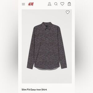 H&M Men's Slim Fit Size XXL Floral Button Down Easy Iron